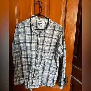 Peau de Loup plaid blue and white size 18 button down shirt